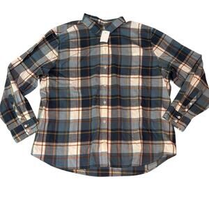 NWT J.Crew Factory XXL Blue Rust Plaid Flannel Cotton Button Down Shirt